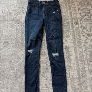 Express Midnight Blue Ripped Skinny Jeans size 0